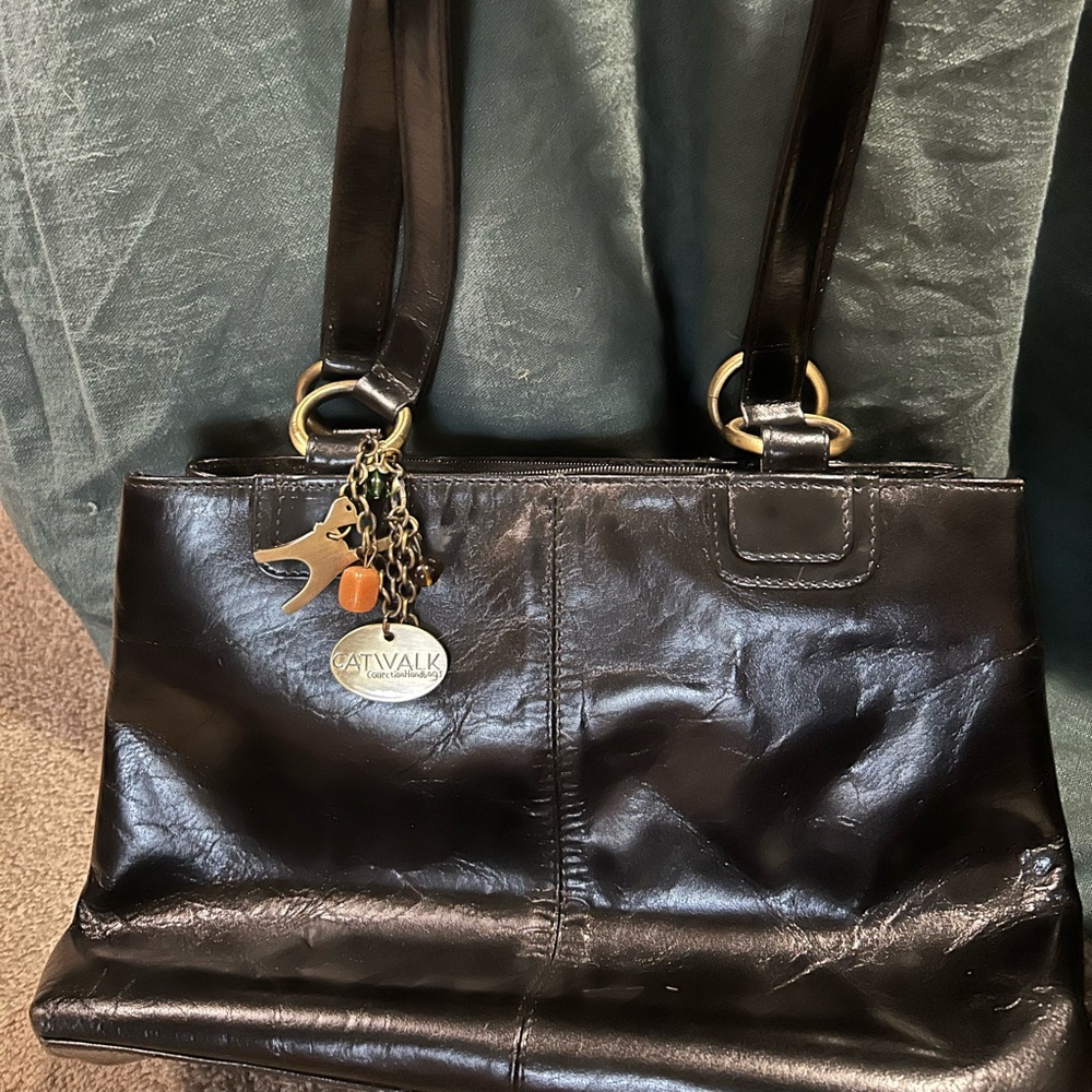 Black Leather Shoulder Bag Catwalk Bellstone England